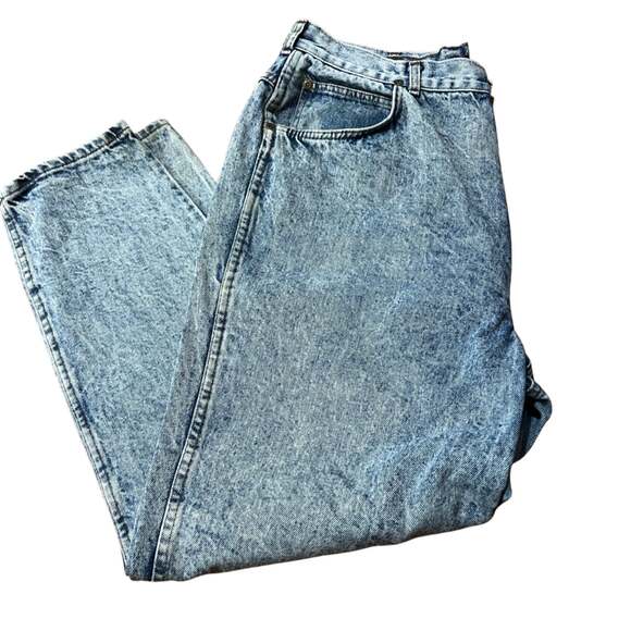 Vintage 70’s CHIC High Waisted Acid Wash Blue Mom Jeans / Sz 36 Made in USA NWOT - Picture 4 of 8